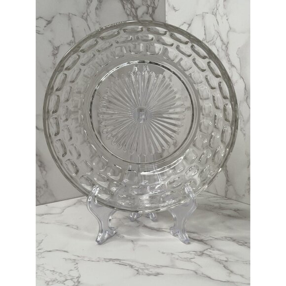 Vintage Federal Glass Clear Glass Thumbprint Bowl “Yorktown" Depression Era 8” - Picture 1 of 6
